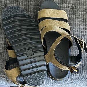 Dr. Martens Beige and Black Strappy Sandals